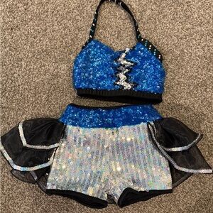 Glamour Blue, Black and Silver Dance Costume